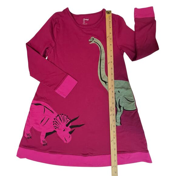 Leveret Girls Dinosaur Dress Size 10 Pink Long Sleeve Swing Cotton - Picture 8 of 9